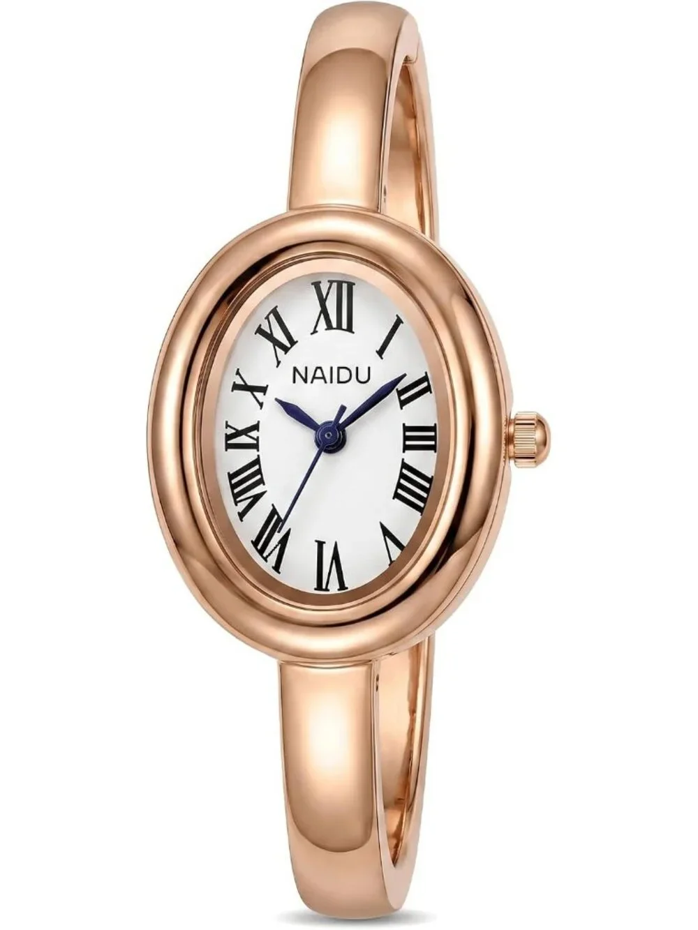 Women's Gold/White Elegant Open-Cuff Bracelet Roman Numeral Dial Wrist Watches
